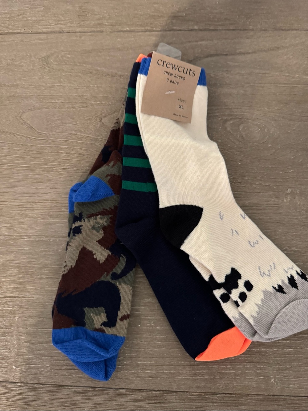 Crewcuts 3-Pack Boys Crew Socks - White, Navy, Camo Halloween